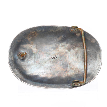 Vintage Navajo sterling silver turquoise belt buckle 4 stone