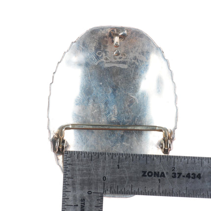 Vintage Navajo sterling silver gold filled onyx belt buckle