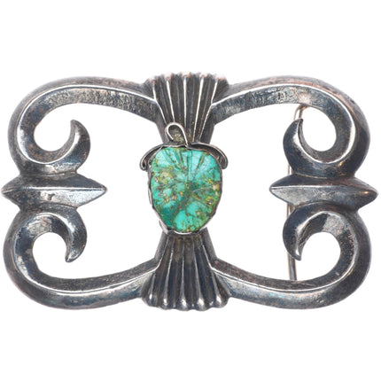 Huge vintage Zuni sterling silver carved turquoise cast belt buckle