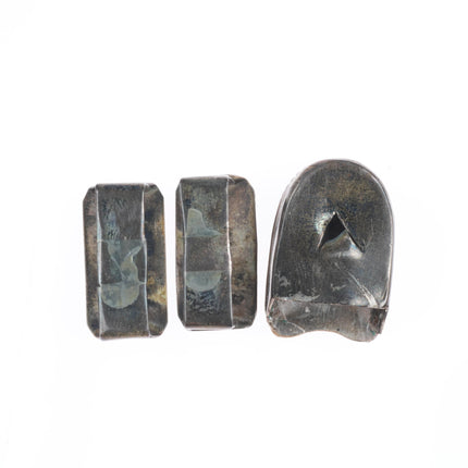 Vintage Dishta Zuni sterling silver flush inlay turquoise ranger belt buckle set