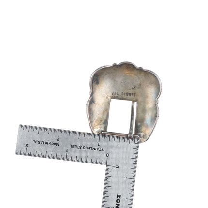 Vintage Dishta Zuni sterling silver flush inlay turquoise ranger belt buckle set