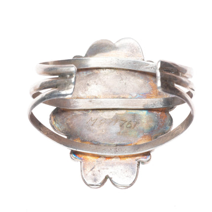 5.8" Vintage Navajo sterling silver cuff bracelet with nice Royston turquoise