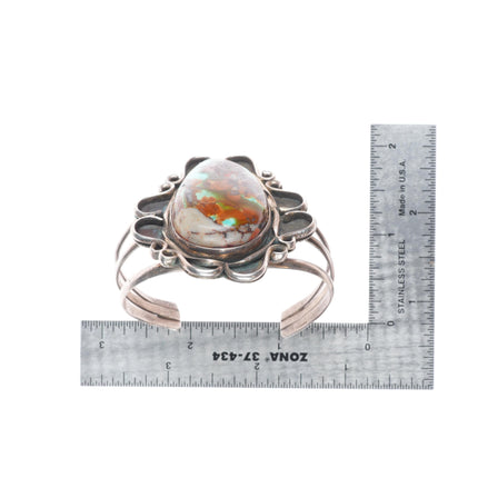 5.8" Vintage Navajo sterling silver cuff bracelet with nice Royston turquoise