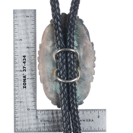 Frank Yellowhorse Navajo heavy turquoise/multi-stone intarsia inlay bolo tie