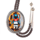 Lambert Homer Zuni sterling silver Kachina dancer shell inlay bolo tie
