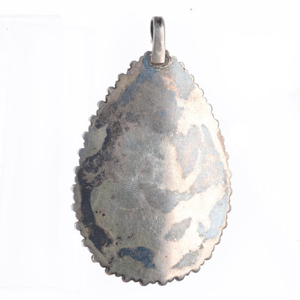 Large vintage High grade Pilot Mountain turquoise Navajo sterling silver pendant