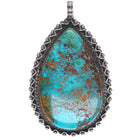 Large vintage High grade Pilot Mountain turquoise Navajo sterling silver pendant