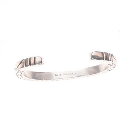 5.75" Raymond Twinhorse  San Felipe heavy stamped sterling silver cuff bracelet
