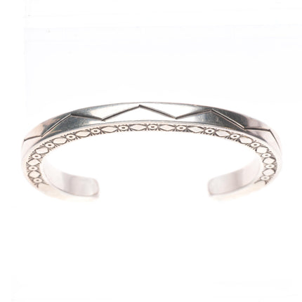 5.75" Raymond Twinhorse  San Felipe heavy stamped sterling silver cuff bracelet