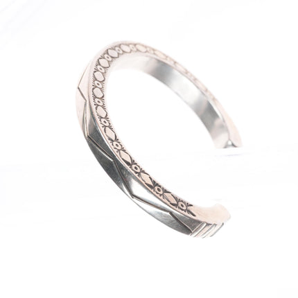 5.75" Raymond Twinhorse  San Felipe heavy stamped sterling silver cuff bracelet