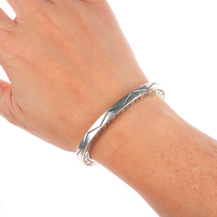 5.75" Raymond Twinhorse  San Felipe heavy stamped sterling silver cuff bracelet