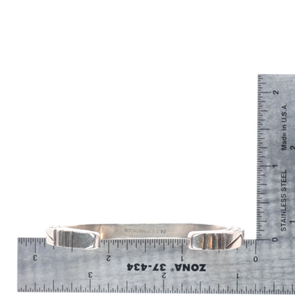 5.75" Raymond Twinhorse  San Felipe heavy stamped sterling silver cuff bracelet