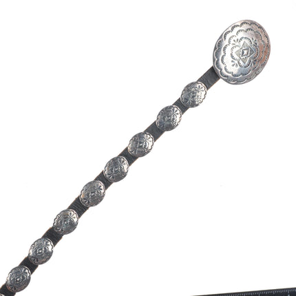 Vintage slim Navajo sterling silver stamped concho belt