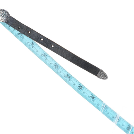 Vintage slim Navajo sterling silver stamped concho belt