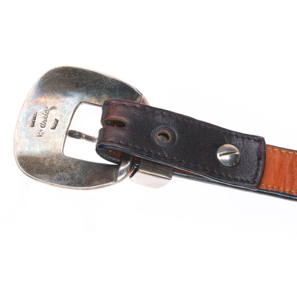 Pat Areias southwestern sterling silver ranger belt buckle set ribbed design