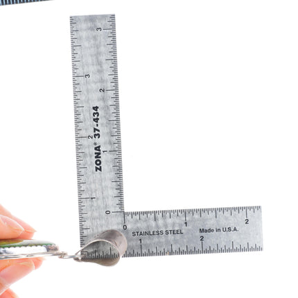 Large Herbert Tsosie Navajo sterling silver green spiderweb turquoise pendant