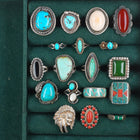 sz5-9 vintage Navajo/Zuni/southwestern style sterling silver turquoise rings lot