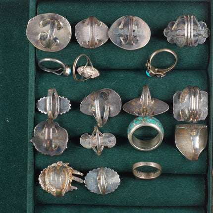 sz5-9 vintage Navajo/Zuni/southwestern style sterling silver turquoise rings lot
