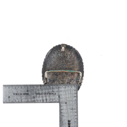 small Vintage Navajo sterling silver eagle turquoise cluster belt buckle