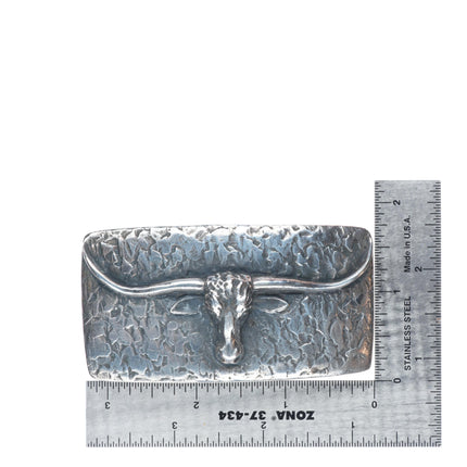 Retired James Avery Sterling silver Texas Longhorn belt buckle