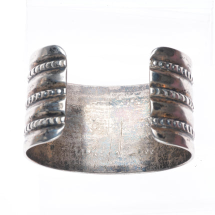 7.1" c1950 Heavy vintage Navajo sterling silver wide band cuff bracelet