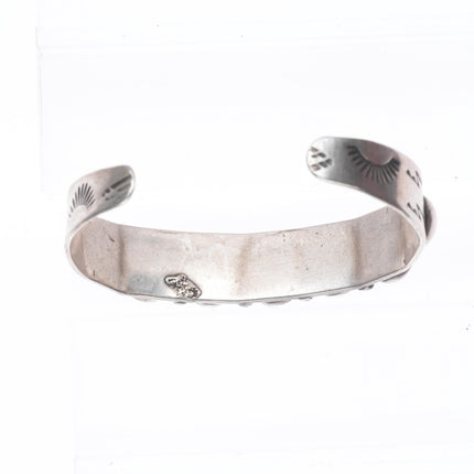 6" 30's-40's Navajo sterling silver Cerrillos turquoise row cuff bracelet