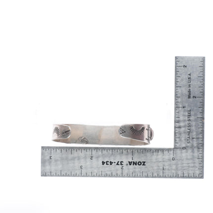 6" 30's-40's Navajo sterling silver Cerrillos turquoise row cuff bracelet