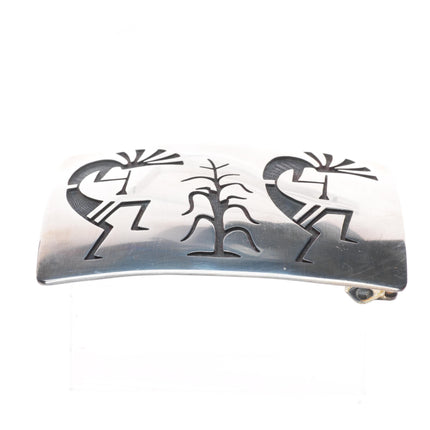 Steven Pooyouma Kuvaya Hopi overlay Kokopelli/corn sterling silver belt buckle