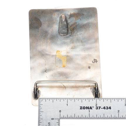 Steven Pooyouma Kuvaya Hopi overlay Kokopelli/corn sterling silver belt buckle