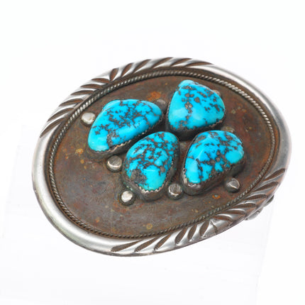 Johnny Frank 1911 Navajo sterling silver belt buckle with turquoise