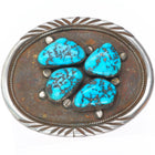 Johnny Frank 1911 Navajo sterling silver belt buckle with turquoise