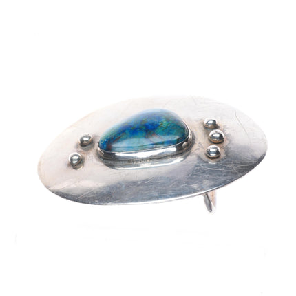 Vintage KS Southwestern modernist sterling silver azurite belt buckle