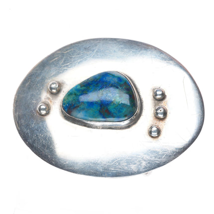 Vintage KS Southwestern modernist sterling silver azurite belt buckle