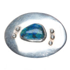 Vintage KS Southwestern modernist sterling silver azurite belt buckle
