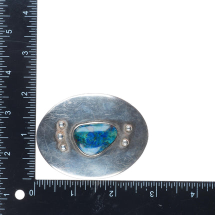 Vintage KS Southwestern modernist sterling silver azurite belt buckle
