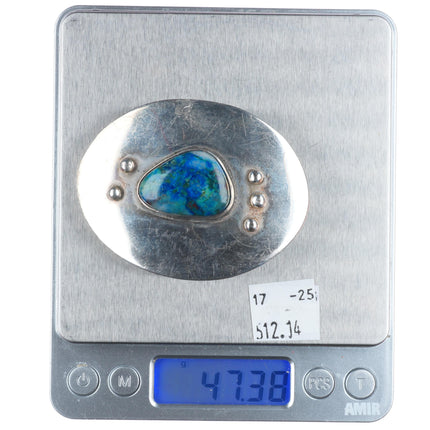 Vintage KS Southwestern modernist sterling silver azurite belt buckle