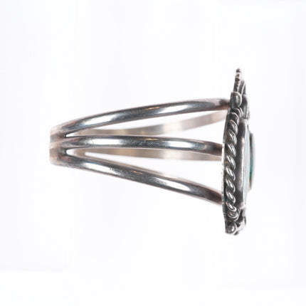 6.4" Vintage Navajo sterling silver green spiderweb turquoise cuff bracelet