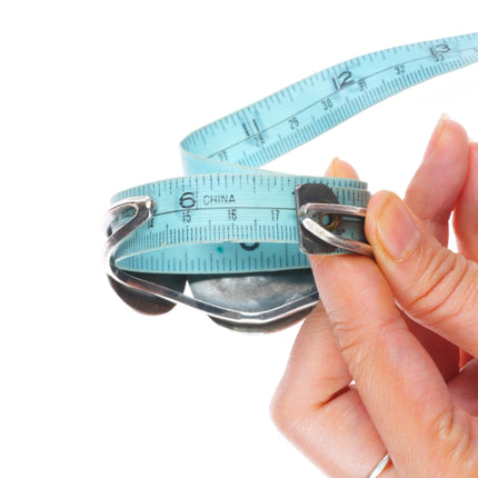 6.8" Vintage Navajo sterling silver domed shadowbox turquoise cuff bracelet