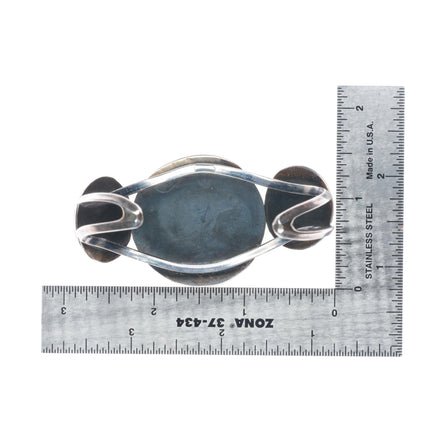 6.8" Vintage Navajo sterling silver domed shadowbox turquoise cuff bracelet