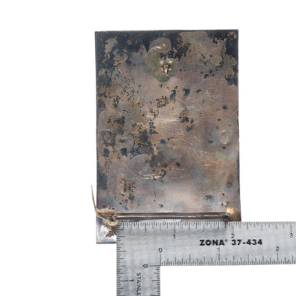 Vintage Navajo sterling silver belt buckle with center turquoise stone