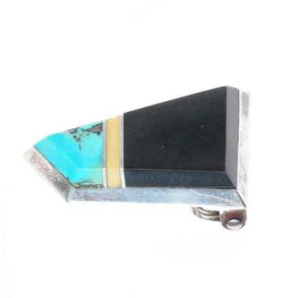 NA Vintage Southwestern modernist sterling silver turquoise, onyx belt buckle