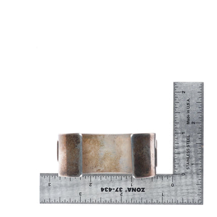 6.25" Vintage Navajo modernist sterling silver turquoise inlay cuff bracelet