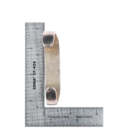 6.7" Vintage Navajo sterling silver turquoise channel inlay cuff bracelet