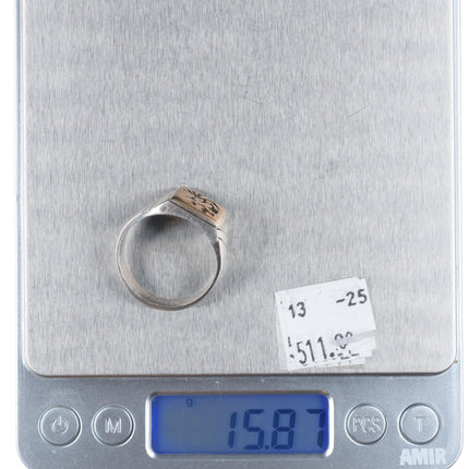 sz13 Mitchel Sockyma Hopi 14k gold sterling silver Kokopelli men's ring