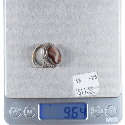 sz7 Vintage Navajo sterling silver Arizona Fire Agate ring