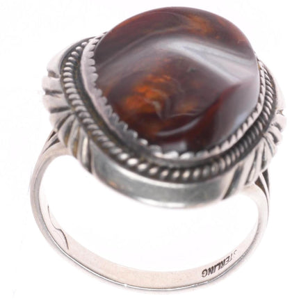 sz7 Vintage Navajo sterling silver Arizona Fire Agate ring