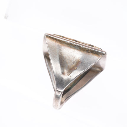 sz10 Vintage Zuni sterling silver fine channel inlay turquoise men's ring