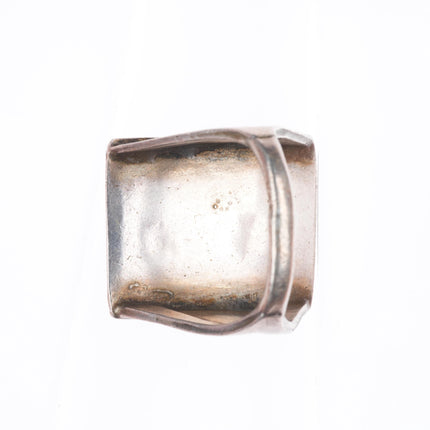 sz10 Vintage Zuni sterling silver fine channel inlay turquoise men's ring