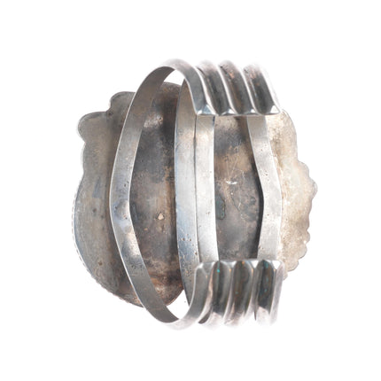 7" Big Vintage Navajo sterling silver wide face turquoise cuff bracelet