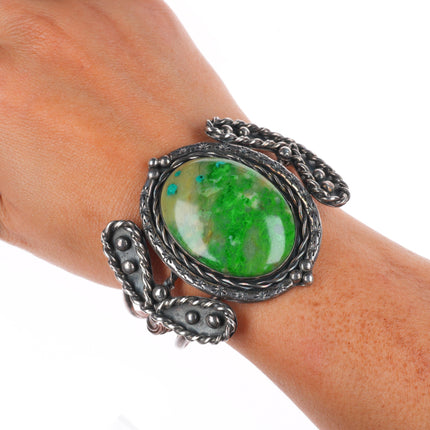 6.5" c1950's Arizona Gem Silica sterling silver Navajo cuff bracelet